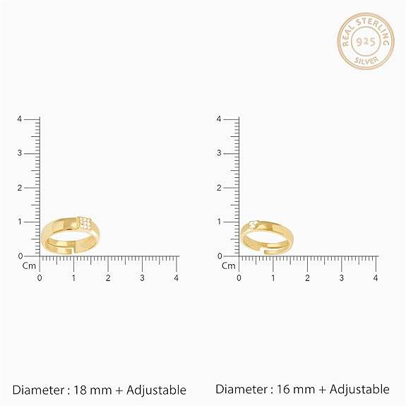 925 Silver Golden Shining Love Couple Rings, Adjustable | Promise Rings for Men & Women | - Rajputtrade