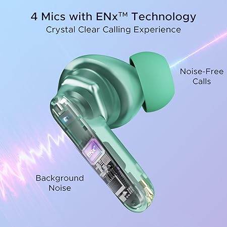 boAt Airdopes 191 ANC, 32dB ANC, Ambient Mode, 60HRS Battery, 4Mics ENx, in-Ear Detection, IWP Tech, Fast Charge, v5.3 Bluetooth Earbuds, TWS Ear Buds Wireless Earphones with mic (Pellucid Green) - Rajputtrade