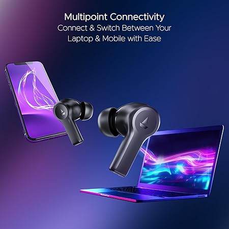 boAt Nirvana Lucid w/ 32 dB ANC, Multi-Point Connectivity, in-Ear Detection, 60HRS Playback, Hearables App, 4 Mics ENx, IPX5 Truly Wireless in Ear Earbuds, TWS Ear Buds(Gunmetal Black) - Rajputtrade