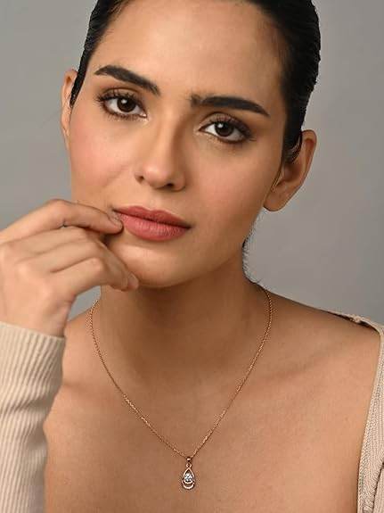 925 Sterling Silver Tosca Pendant Earrings Chain Necklace Jewellery Set | Rose Gold Plated, Swiss Zirconia |Gift for Women and Girls - Rajputtrade