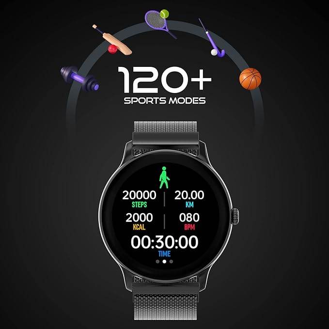 Fire-Boltt Phoenix Ultra Luxury Stainless Steel, Bluetooth Calling Smart Watch, Metal Body with 120+ Sports Modes, SpO2 (Dark Grey) - Rajputtrade