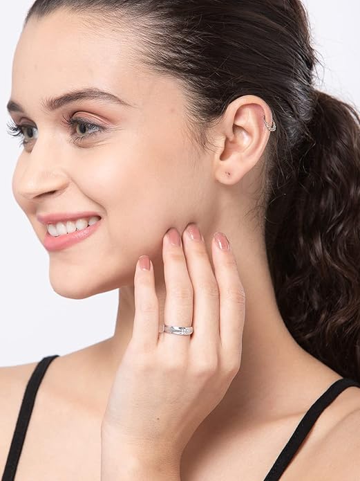 Pure Real 925 Sterling Silver Adjustable Ring Band | Multiple Design Options | Gift for Women and Girls - Rajputtrade
