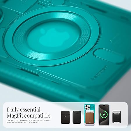 Spigen Classic C1 MagFit Back Cover Case Compatible with iPhone 15 Pro Max (TPU + Poly Carbonate | Bondi Blue)
