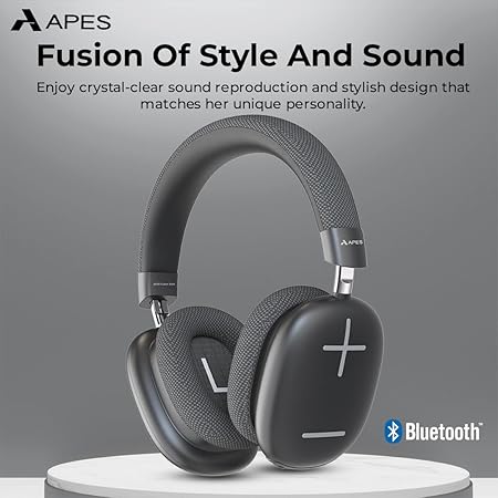 APES Fusion Style Wireless Headphone, 40mm Dynamic Drivers, 50Hrs Playtime, Fast Charge (Black Grey) - Rajputtrade