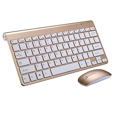 MERISHOPP Mini Flat Quiet Wireless Keyboard Mouse Combo Golden | Computers/Tablets & Networking | Keyboards Mice & Pointers | Keyboard & Mouse Bundles - Rajputtrade