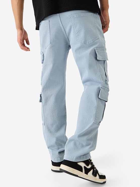 The Souled Store Solids: Dusty Bowl Men and Boys Cotton Blend Straight Fit Cargo Jeans(Size-30) - Rajputtrade