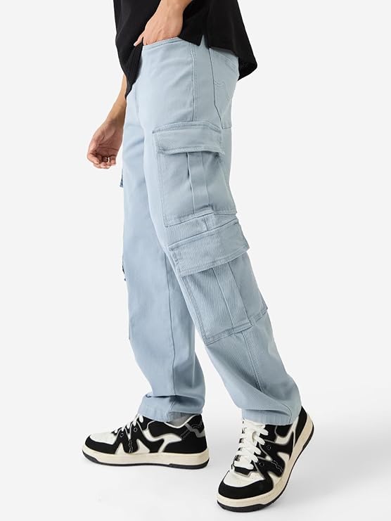 The Souled Store Solids: Dusty Bowl Men and Boys Cotton Blend Straight Fit Cargo Jeans(Size-30) - Rajputtrade