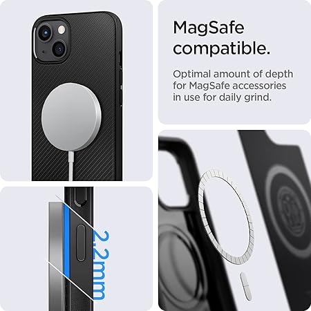 Spigen Mag Armor Back Cover Case Compatible with iPhone 13 (TPU | Matte Black)
