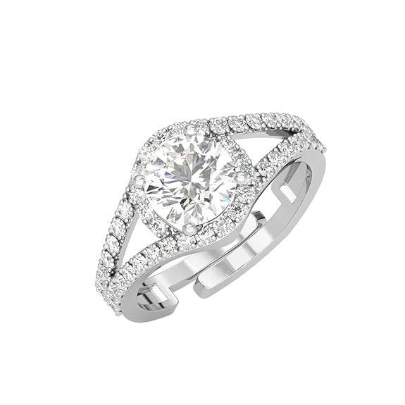 Pure 925 Sterling Silver Solitaire Finger Ring with Adjustable Band | Gift for Women Girls Wife Girlfriend | Multiple Design Options - Rajputtrade