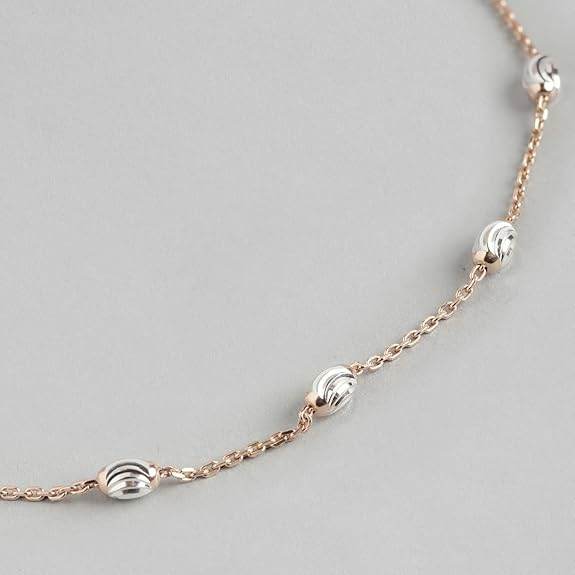 925 Sterling Silver Rose Gold Plating Chain Anklet (Single) | Gift for Women & Girls | - Rajputtrade