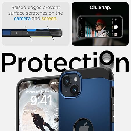 Spigen Tough Armor MagFit Back Cover Case Compatible with iPhone 14 Plus (TPU + Poly Carbonate | Navy Blue)