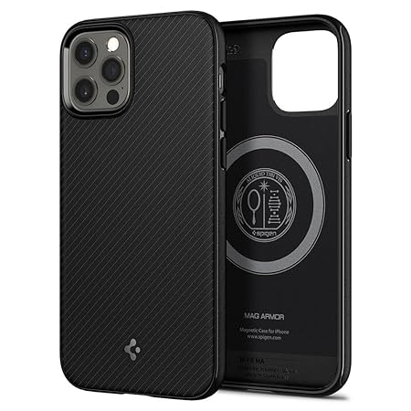 Spigen Mag Armor Back Cover Case Compatible with iPhone 12 Pro/12 (TPU | Matte Black)