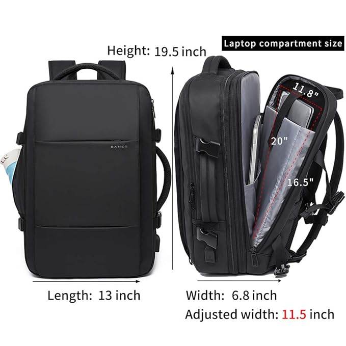 BANGE Travel Backpack,Flight Approved Carry On Backpack for International Travel Bag, Water Resistant Durable 17-inch Laptop Backpacks,Large Daypack Business Weekender Luggage Backpack for Men Women… - Rajputtrade
