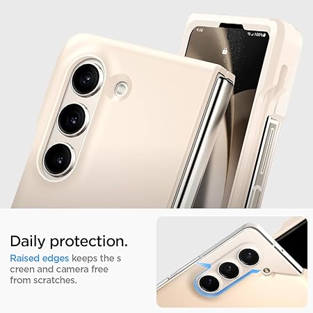 Spigen Thin Fit P for Samsung Galaxy Z Fold 5 Case, Galaxy Z Fold 5 Back Cover - TPU+PC|Pearled Ivory