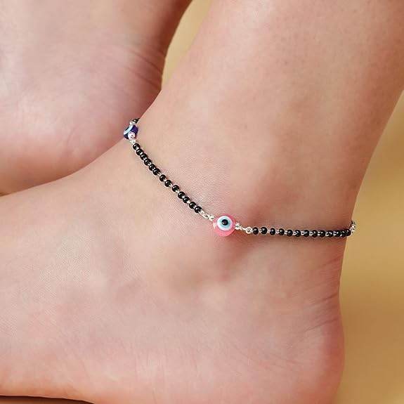 925 Sterling Silver Rhodium Plating Nazaria Anklet (Single) | | Gift for Women & Girls | - Rajputtrade