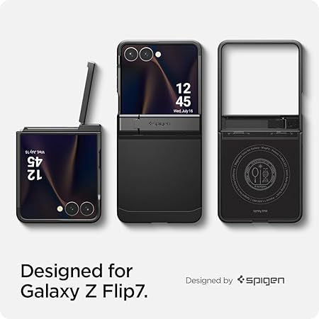 Spigen Tough Armor Pro MagFit for Samsung Galaxy Z Flip 7 Case, Galaxy Z Flip 7 Back Cover - TPU+PC|Black
