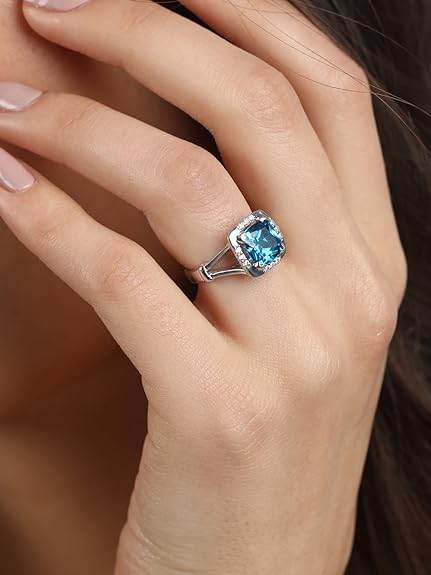 925 Sterling Silver Cushion Stone Ring with Adjustable Band | Gift for Women Wife Girls - Rajputtrade