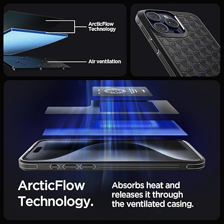Spigen Cryo Armor Back Cover Case Compatible with iPhone 15 Pro Max (TPU + Poly Carbonate | Cryo Blue)