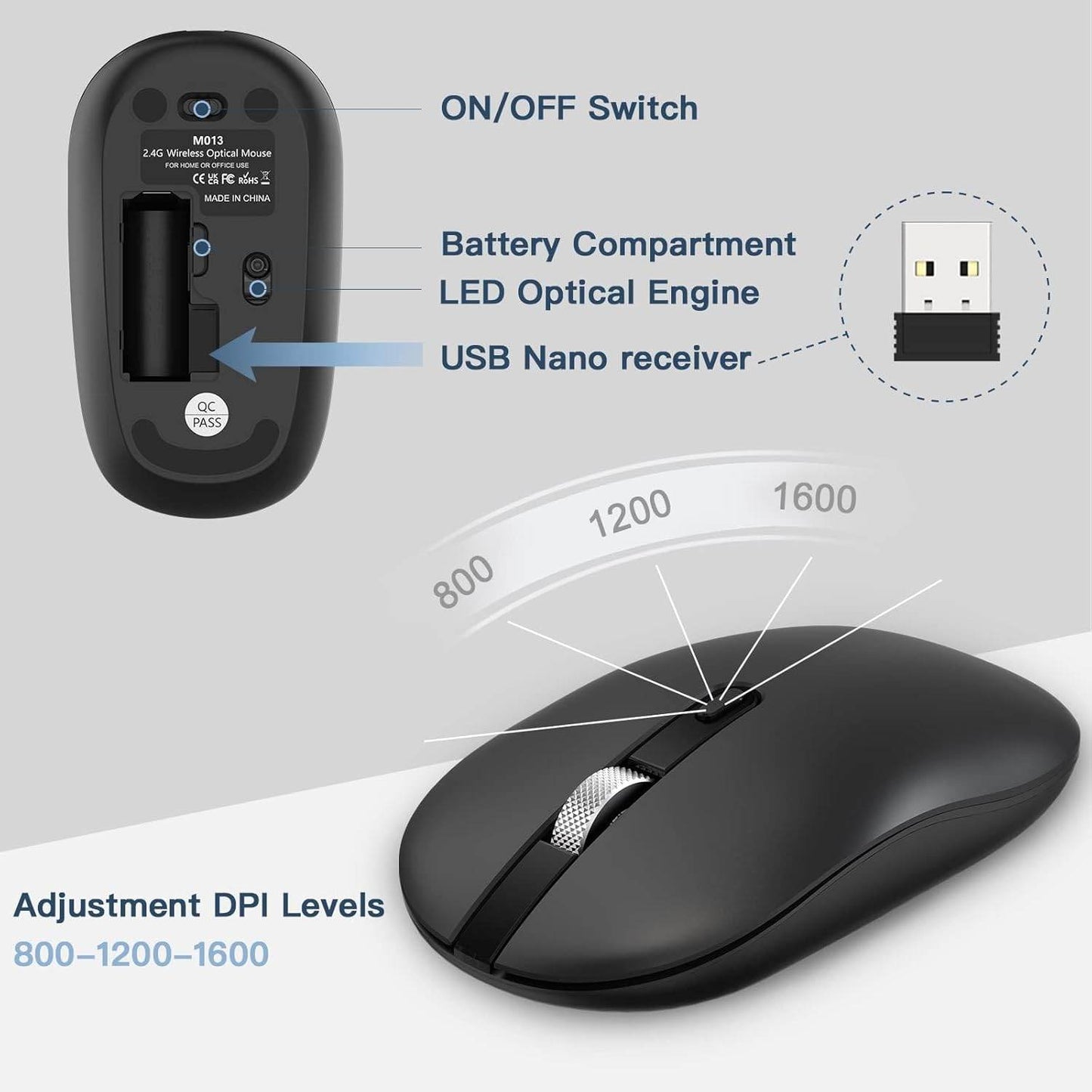 cimetech Full Sized Wireless Keyboard and Mouse Combo for MacBook, 2.4G Comfortable Ultra Slim Ergonomic Keyboard, Plug and Play USB Keyboard for Computer/Laptop - Black - Rajputtrade
