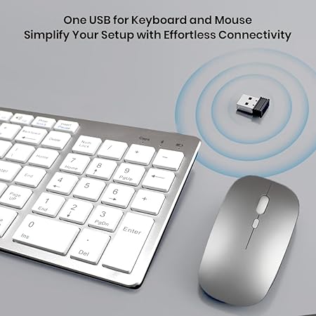 Wireless Keyboard and Mouse Combo, TECPHILE Multi Device Keyboard (3 Bluetooth5.0 + 2.4Ghz USB) Connectivity, Keyboard Protector, Easy Switch, Quiet, Rechargeable, for Computer, Tablet, Mac, Desktop - Rajputtrade
