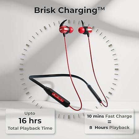 Defy Fuzionx Pro with 16 Hours Playback, Fast Charge, Low Latency, Enc Noise Cancellation, Bt V5,2(Martian Red) - in Ear - Rajputtrade