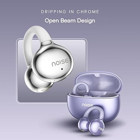 Noise Air Clips Wireless Open Ear Earbuds with Chrome Finish, AirWave™ Technology,Up-to 40H Playtime, Dual Device Pairing, Quad Mic with ENC,12mm Driver,BTv5.4 (3 Color options)