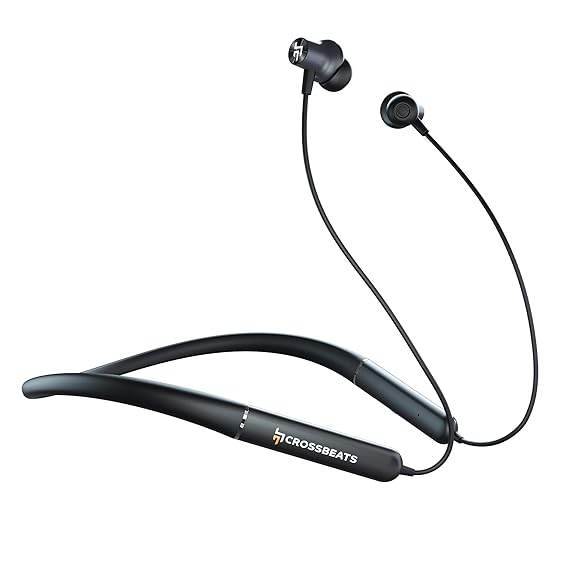 CrossBeats Shuffl ANC Neckband Bluetooth Wireless in Ear Earphones | 14.2mm Drivers| 120Hrs Playtime (Black) - Rajputtrade