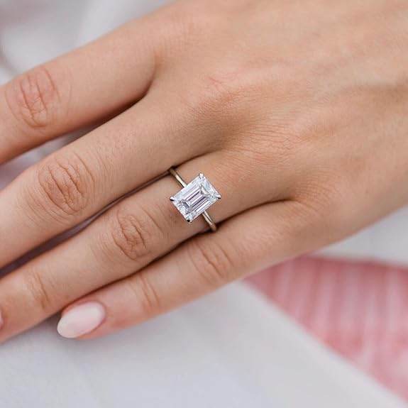 925 Sterling Silver Octagon Moissanite Solitaire Ring for Women | Engagement and Wedding Ring for Her | - Rajputtrade