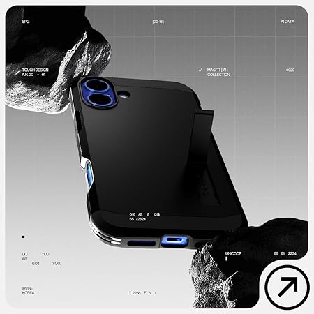 Spigen Tough Armor (Ai) MagFit Back Cover Case Compatible with iPhone 16 Plus (TPU + Poly Carbonate | Black)