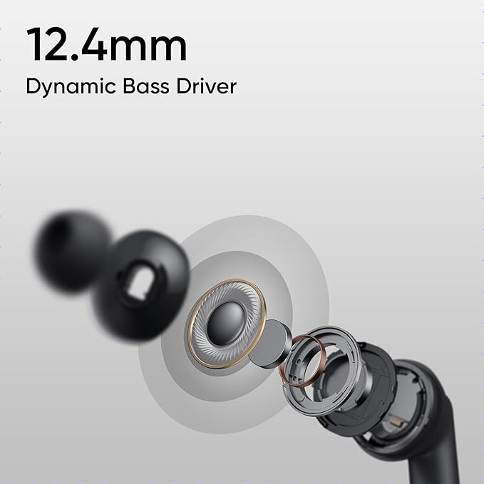 realme Buds T310 True Wireless in-Ear Earbuds with 46dB Hybrid ANC, 360° Spatial Audio, 12.4mm Dynamic Bass Driver, Upto 40Hrs Battery and Fast Charging (2 Color Options)