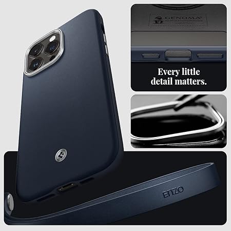 Spigen Enzo Back Cover Case Compatible with iPhone 14 Pro Max (PC+Leather | Slate)