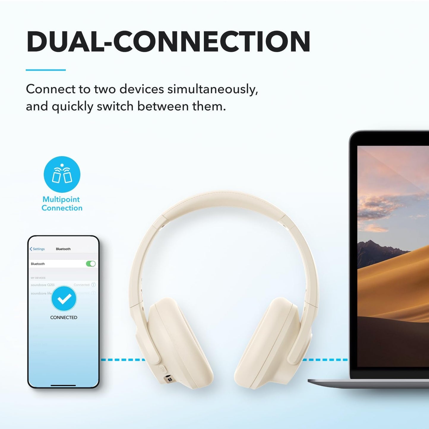 soundcore by Anker Q20i Wireless Bluetooth Over-Ear Headphones with Hybrid Active Noise Cancelling, 40h Playtime in ANC Mode, Hi-Res Audio (3 color options)