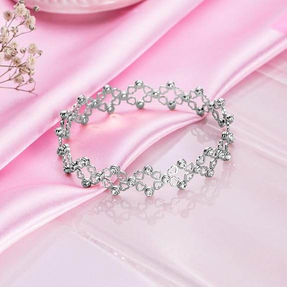 925 Sterling Silver Solitaire Rhodium Plating Bracelet|Gift for Women and Girls|With Certificate of Authenticity and 925 Hallmark - Rajputtrade