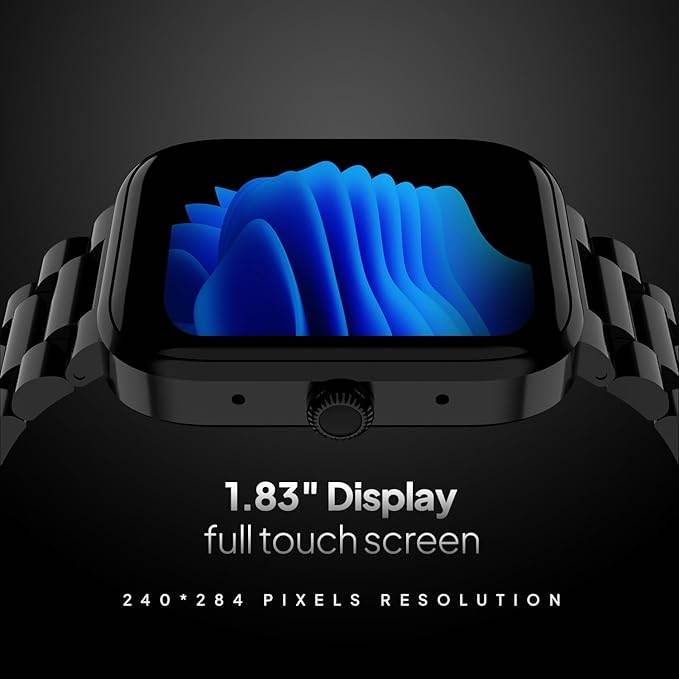 Fire-Boltt Encore Stainless Steel Smart Watch with 1.83” Full Touch Screen Display (Black) - Rajputtrade