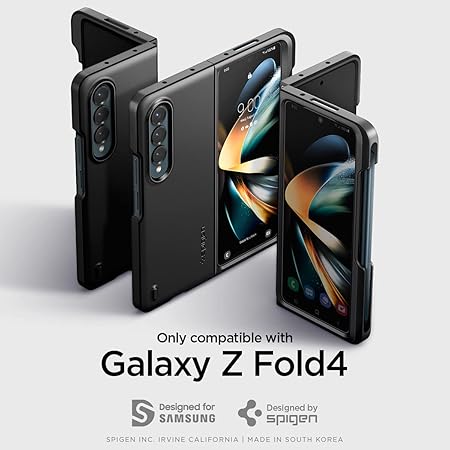 Spigen Thin Fit P for Samsung Galaxy Z Fold 4 Case, Galaxy Z Fold 4 Back Cover - TPU+PC|Black