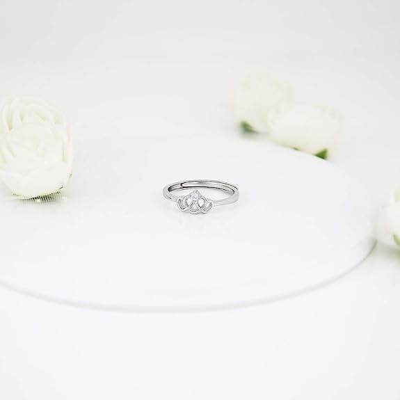 925 Silver Chahat's Crowning Heart Ring, Adjustable | Gifts for Girlfriend, Gifts for Women & Girls| - Rajputtrade