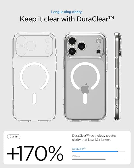 Spigen Ultra Hybrid MagFit Back Cover Case Compatible with iPhone 17 Pro (TPU + Poly Carbonate | Clear White)