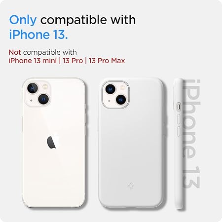 Spigen Silicone Fit MagFit Back Cover Case Compatible with iPhone 13 (Silicone White)