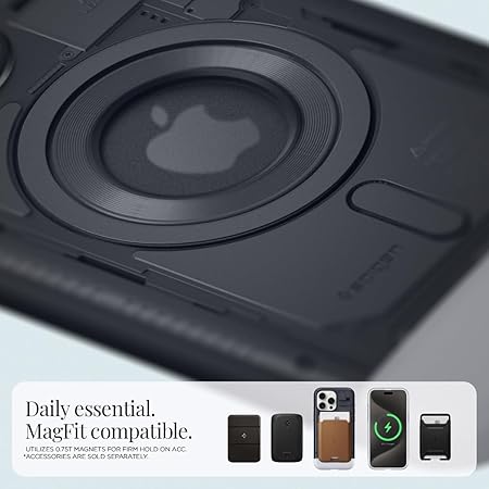 Spigen Classic C1 MagFit Back Cover Case Compatible with iPhone 15 Pro (TPU + Poly Carbonate | Graphite)