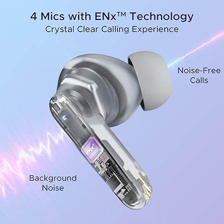 boAt Airdopes 191 ANC, 32dB ANC, Ambient Mode, 60HRS Battery, 4Mics ENx, in-Ear Detection, IWP Tech, Fast Charge, v5.3 Bluetooth Earbuds, TWS Ear Buds Wireless Earphones with mic (Pellucid White) - Rajputtrade