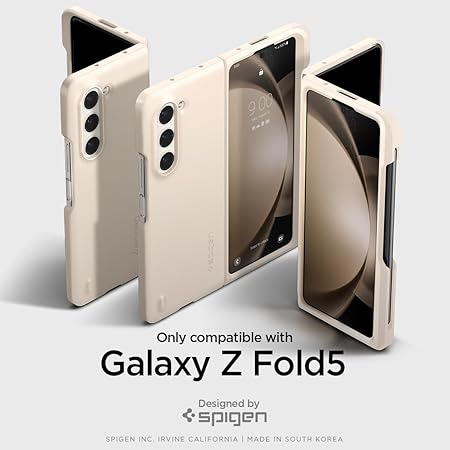 Spigen Thin Fit P for Samsung Galaxy Z Fold 5 Case, Galaxy Z Fold 5 Back Cover - TPU+PC|Pearled Ivory