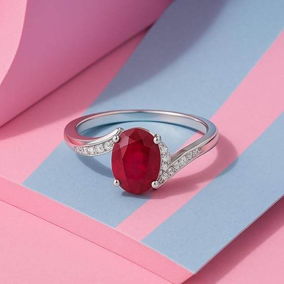 925 Sterling Silver Alluring Ruby Promise Ring for Women and Girls | Gift for Women Wife Girls - Rajputtrade