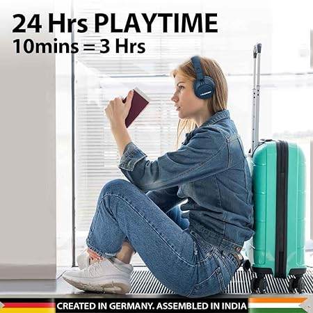 Blaupunkt Newly Launched BH41 Bluetooth Wireless Over Ear Headphones I Long Playtime I 40MM Drivers (Blue) - Rajputtrade