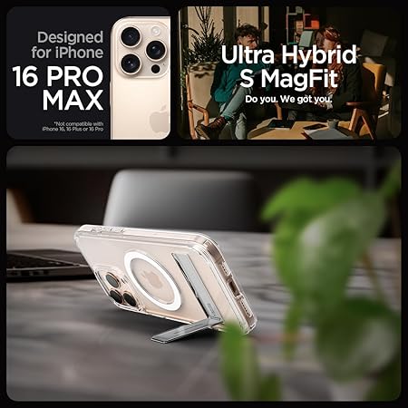 Spigen Ultra Hybrid S MagFit Back Cover Case Compatible with iPhone 16 Pro Max (TPU + Poly Carbonate | Crystal Clear)