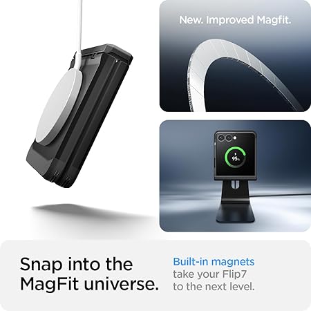 Spigen Tough Armor Pro MagFit for Samsung Galaxy Z Flip 7 Case, Galaxy Z Flip 7 Back Cover - TPU+PC|Black