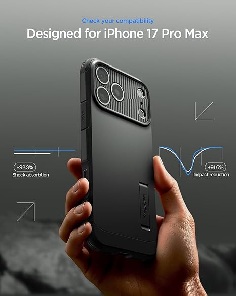 Spigen Tough Armor T MagFit Back Cover Case Compatible with iPhone 17 Pro Max (TPU + Poly Carbonate | Black)