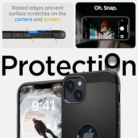 Spigen Tough Armor MagFit Back Cover Case Compatible with iPhone 14 (TPU + Poly Carbonate | Black)