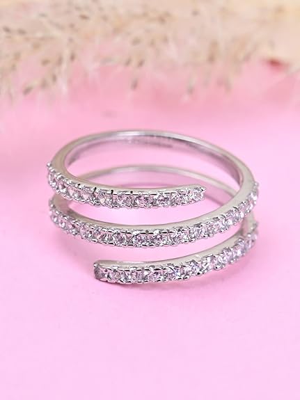 Pure 925 Sterling Silver Statement Finger Ring with Adjustable Band | Gift for Women Girls Wife Girlfriend | - Rajputtrade