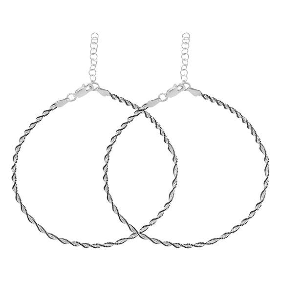 925 Sterling Silver Classy Anklet Pair for Women | Gift for Women & Girls | - Rajputtrade