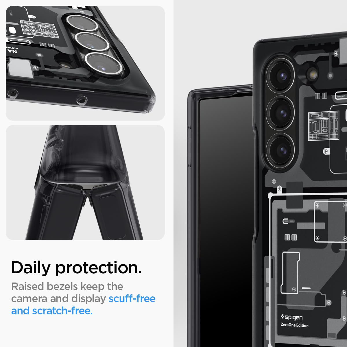Spigen Ultra Hybrid Pro for Samsung Galaxy Z Fold 6 Case, Galaxy Z Fold 6 Back Cover - TPU+PC|Zero One Black